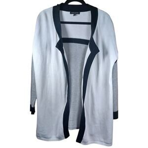 Banana Republic Womens Colorblock Open Front Cardigan White Grey Black Size Med